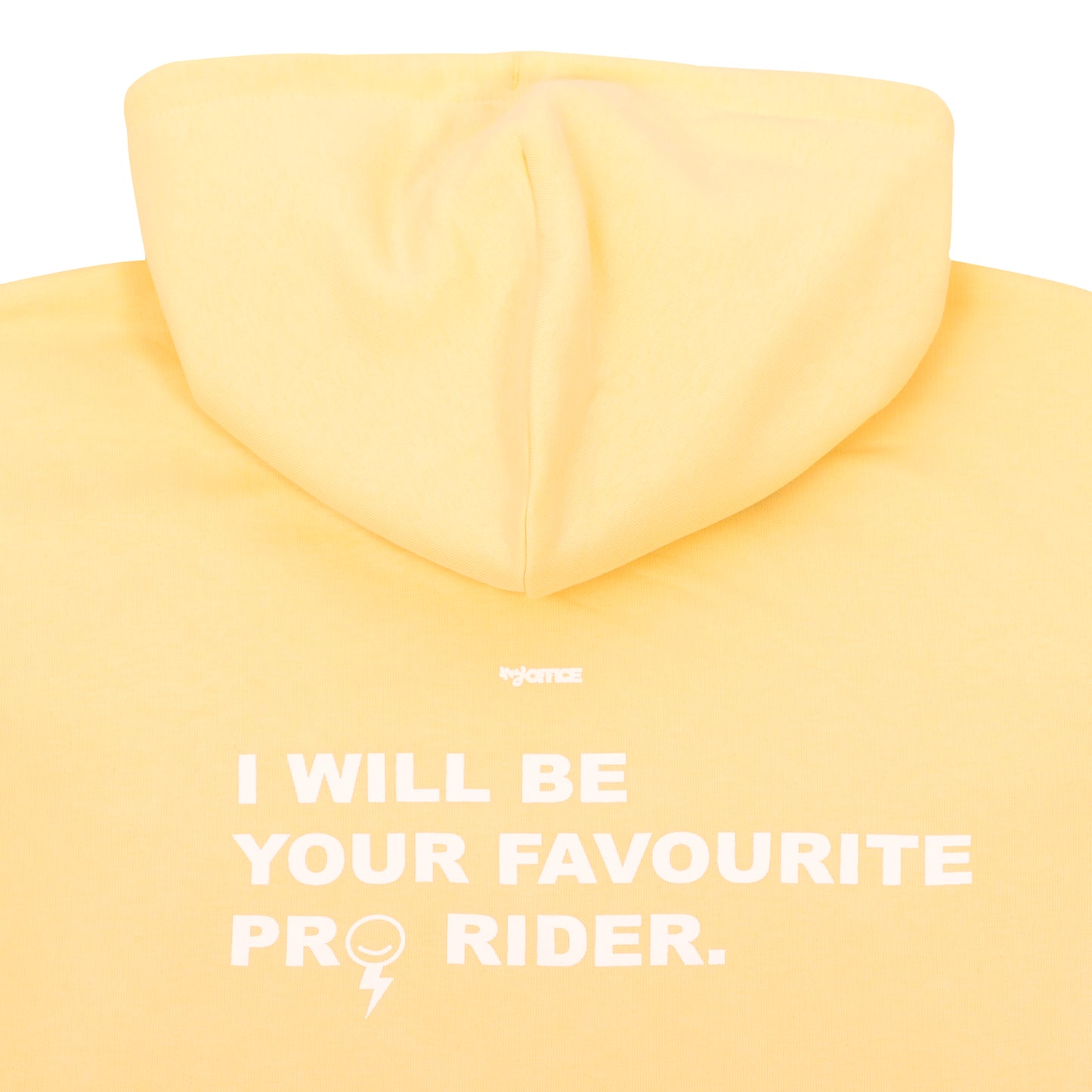 Sudadera con capucha color amarillo palo. Modelo PRO RIDER
