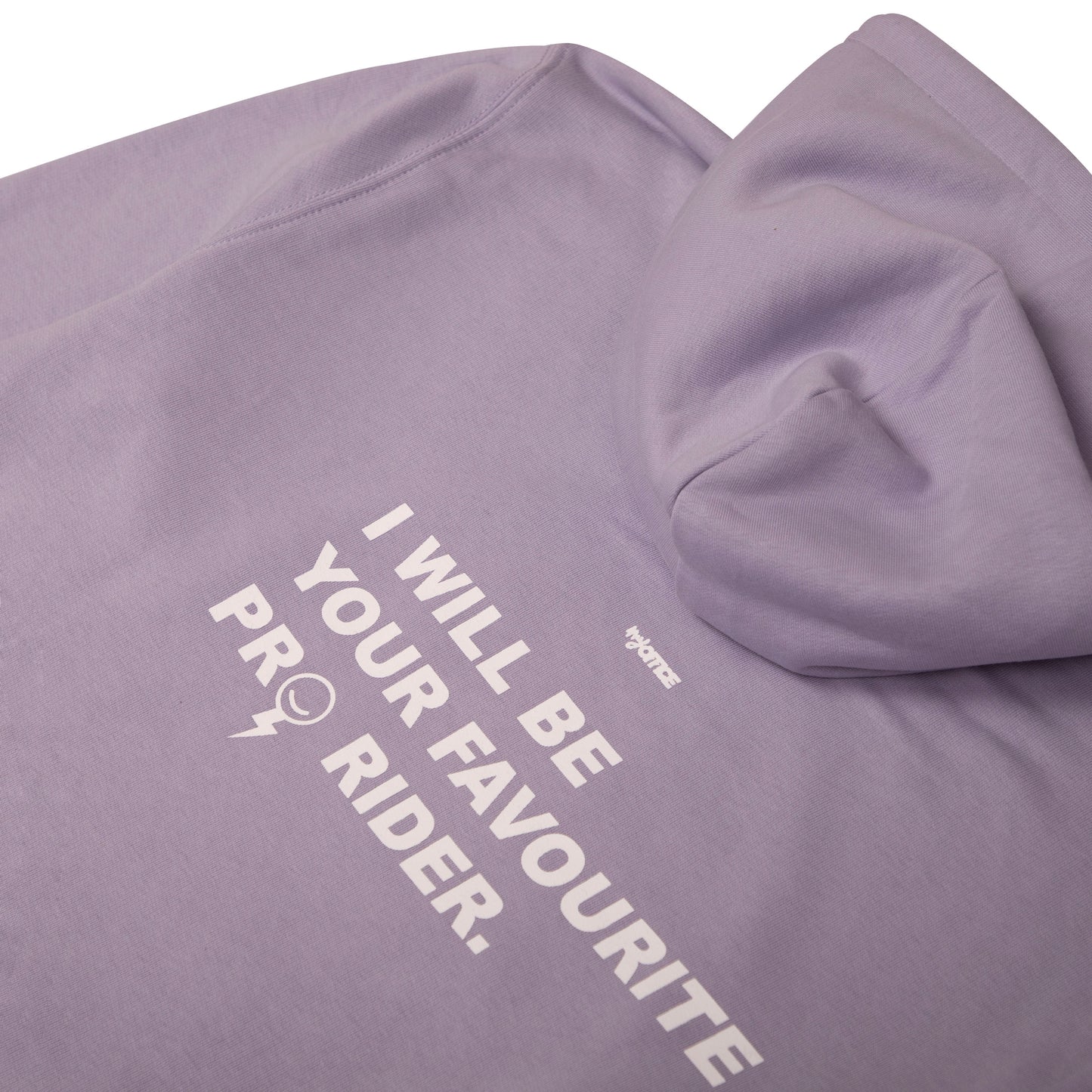 Sudadera con capucha color lavanda. Modelo PRO RIDER