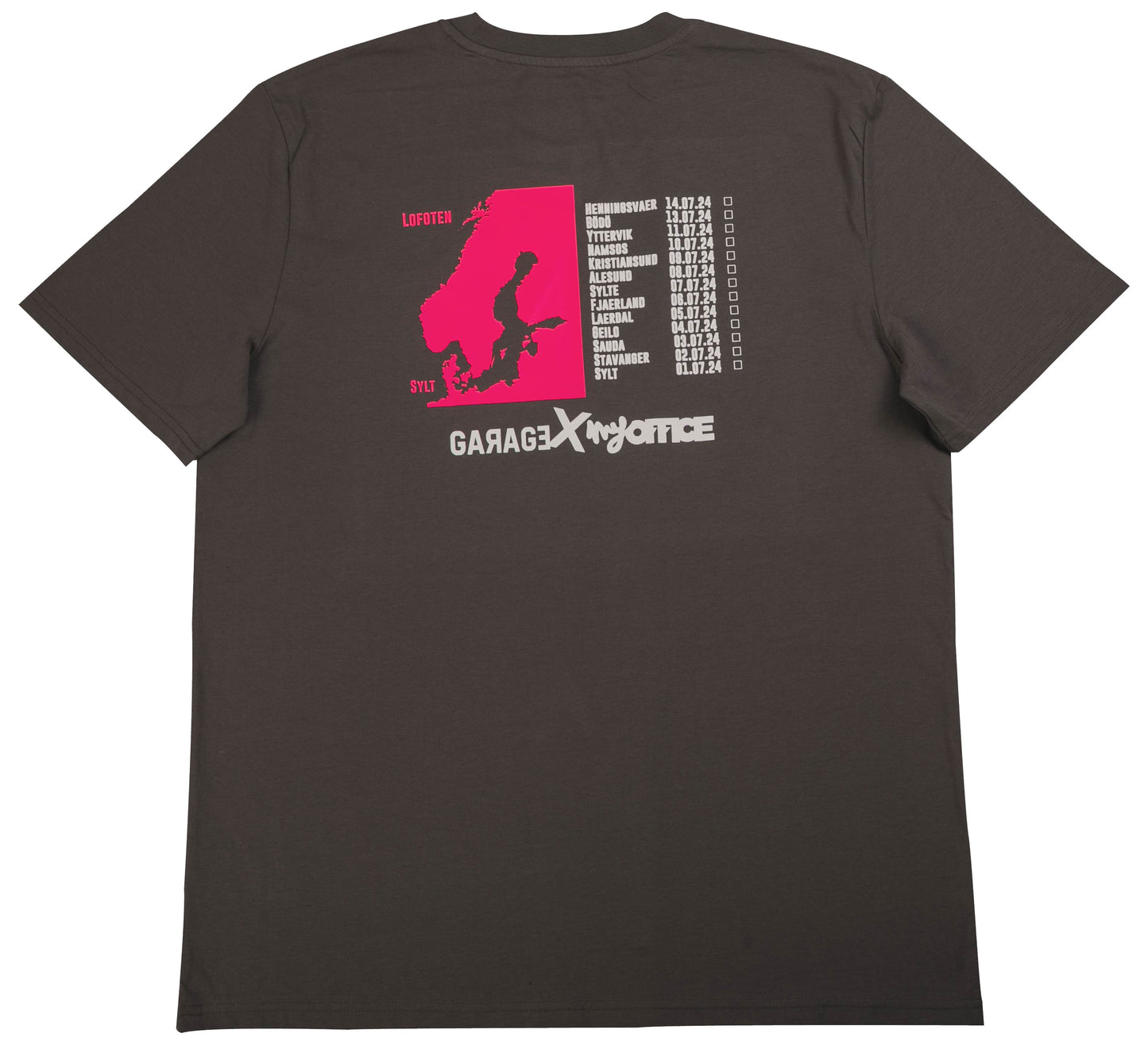 Camiseta de manga corta GARAGEX x MY OFFICE. Color gris oscuro.