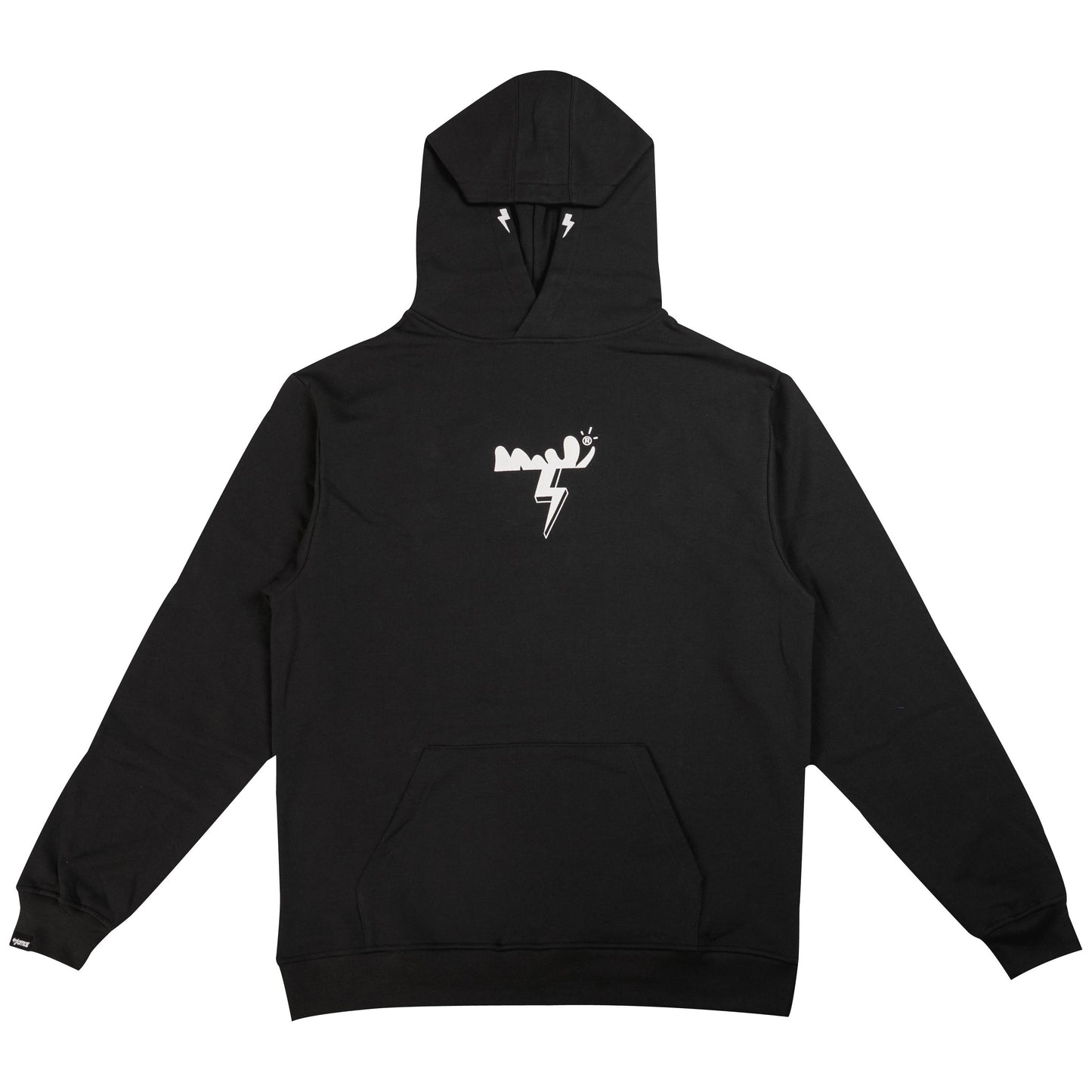 Sudadera con capucha y rayos bordados en vez de cordones. Modelo: PRO RIDER 2