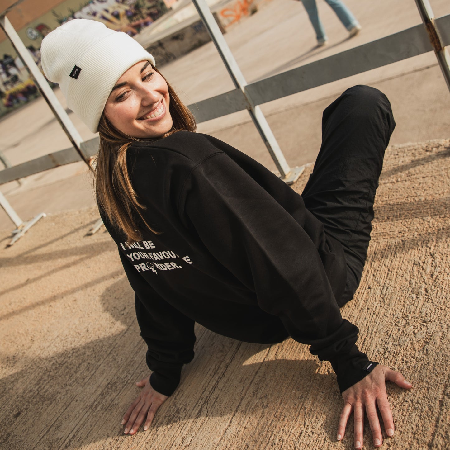 Sudadera sin capucha color negro. Modelo PRO RIDER